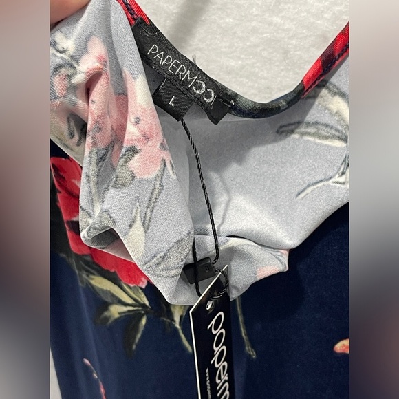 Paper Moon Basima Back Navy Floral Criss Cross Strap Tank Top Large Stitch Fix - Picture 7 of 9